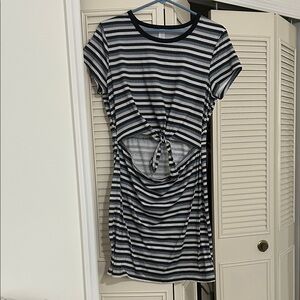 No Boundaries Black and White Striped Mini Dress